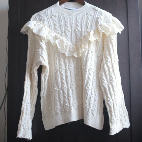NWT Ruffled Knit Sweater. - Picture 1 of 11
